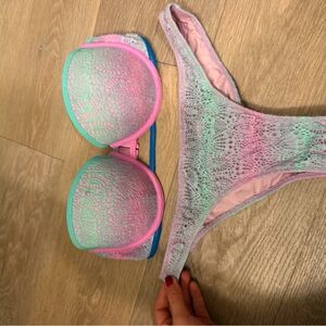 Victoria's Secret Pink and Green Bikini, vintage lace ombré set